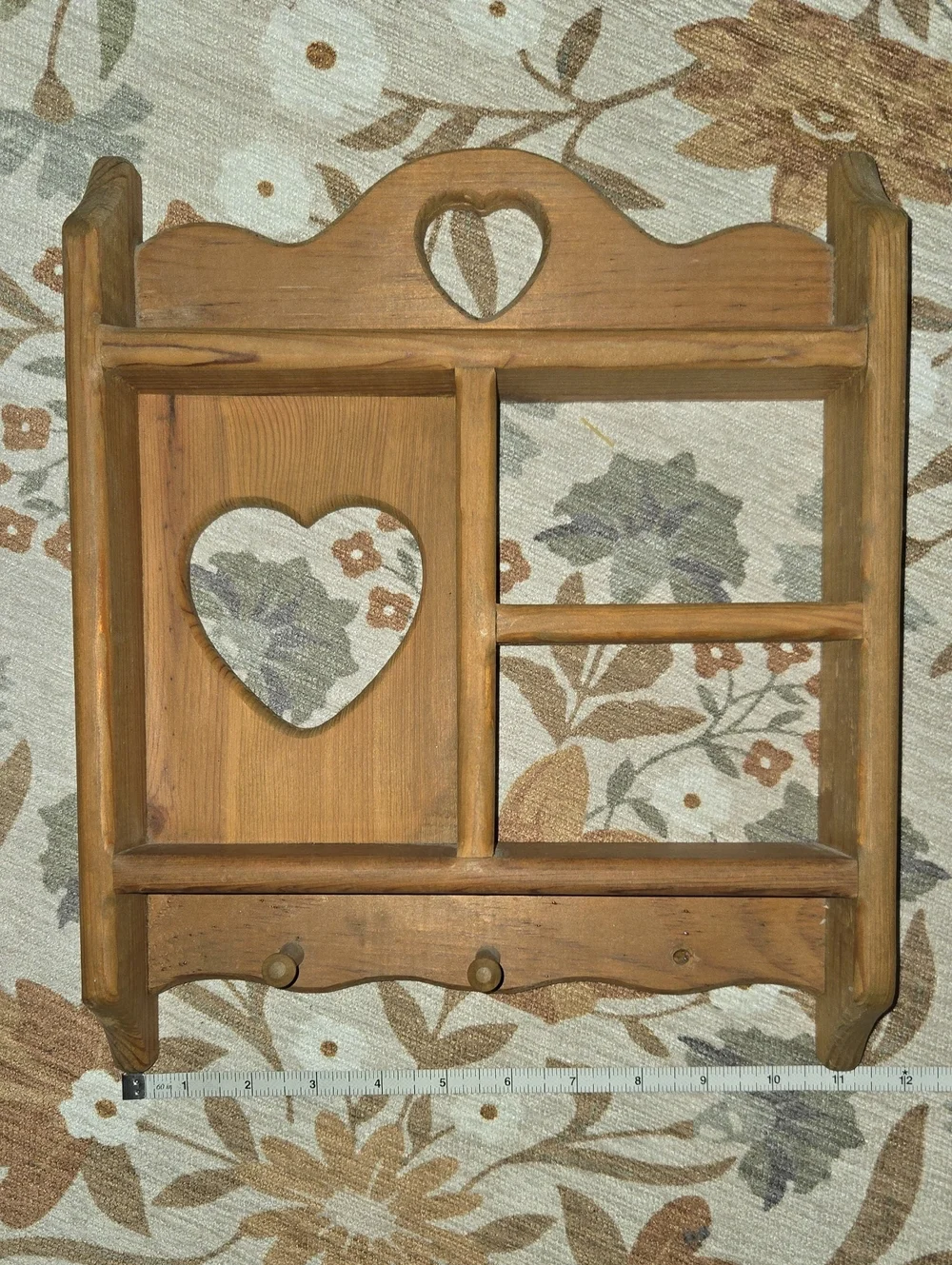 Vintage Handmade Heart Cutout Curio Shelf Cottagecore Display Shelf Farmhouse